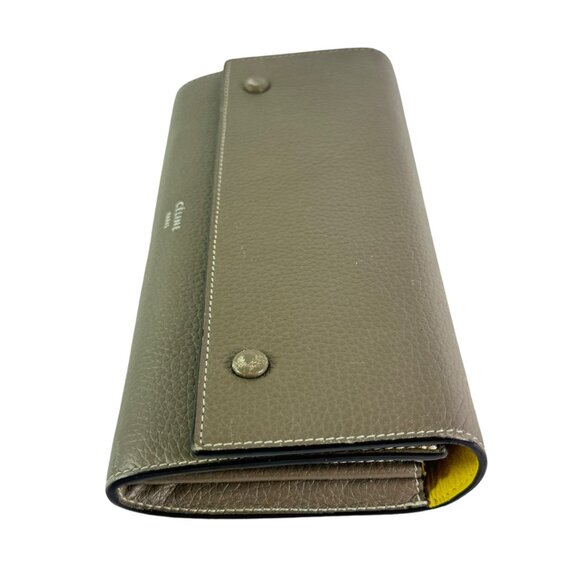 CELINE Taupe Leather Large Flap Multifunction Women's Long Wallet Made in Italy - Picture 4 of 15